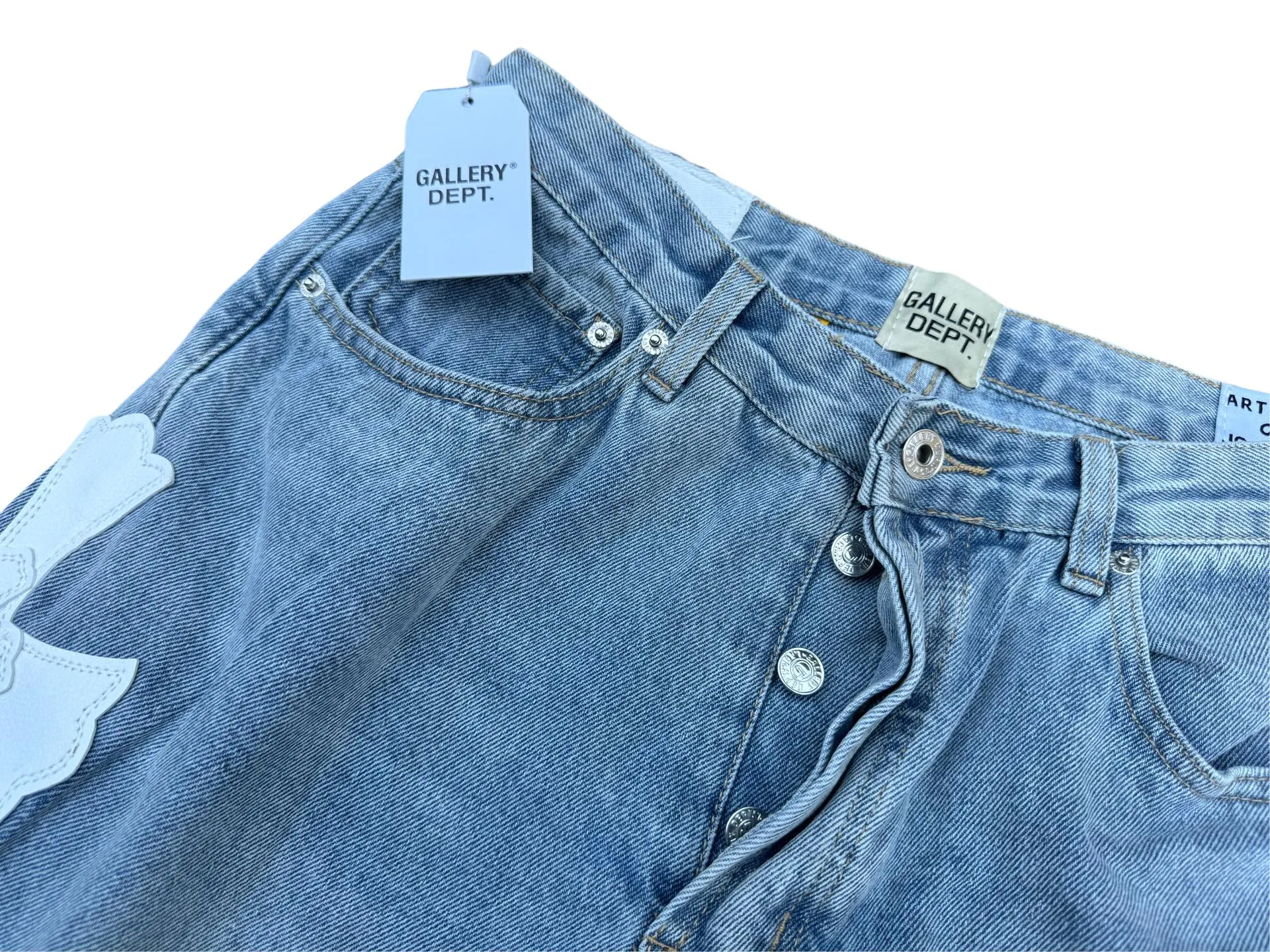 -Size upper body P290💰G296 GALLERY DEPT. Cropped leather stitched cross loose washed flared jeans Size: S-XXL (corresponding to 28 30 32 34 36)